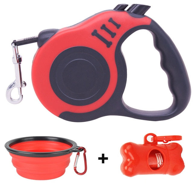 Guia Retrátil para Cachorro Flex Pet Dog + Bebedouro + Dispenser Sacolinha